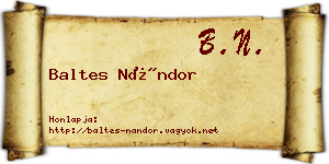 Baltes Nándor névjegykártya