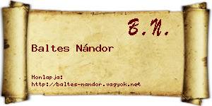 Baltes Nándor névjegykártya